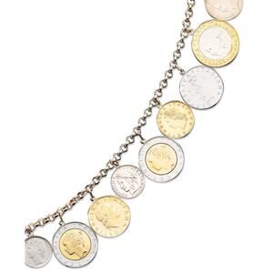Vermeil Bracelet, Lira Coins Charm Bracelet #41